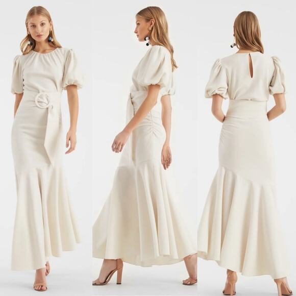 Sachin + Babi Camila Dress Ivory Crepe Ruched Mermaid Dress - Picture 1 of 16